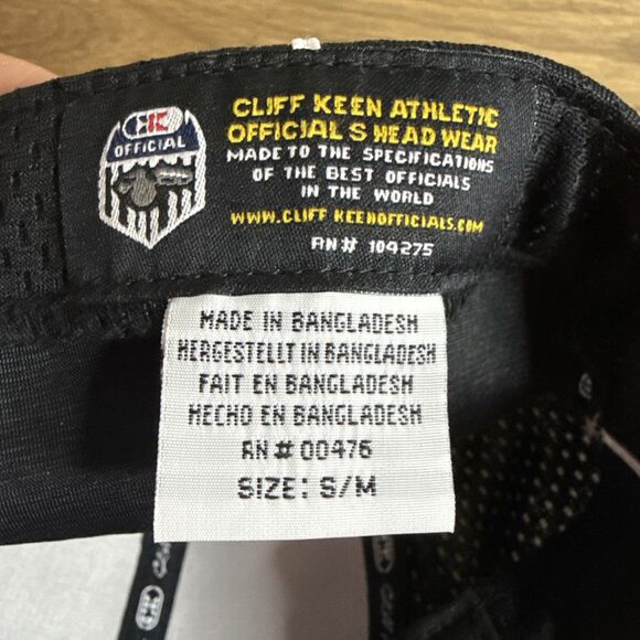 Referee Hat Mens Mesh Stretch Fit Cap SM/MD Cliff Keen Officials Umpire Ref - Picture 9 of 9